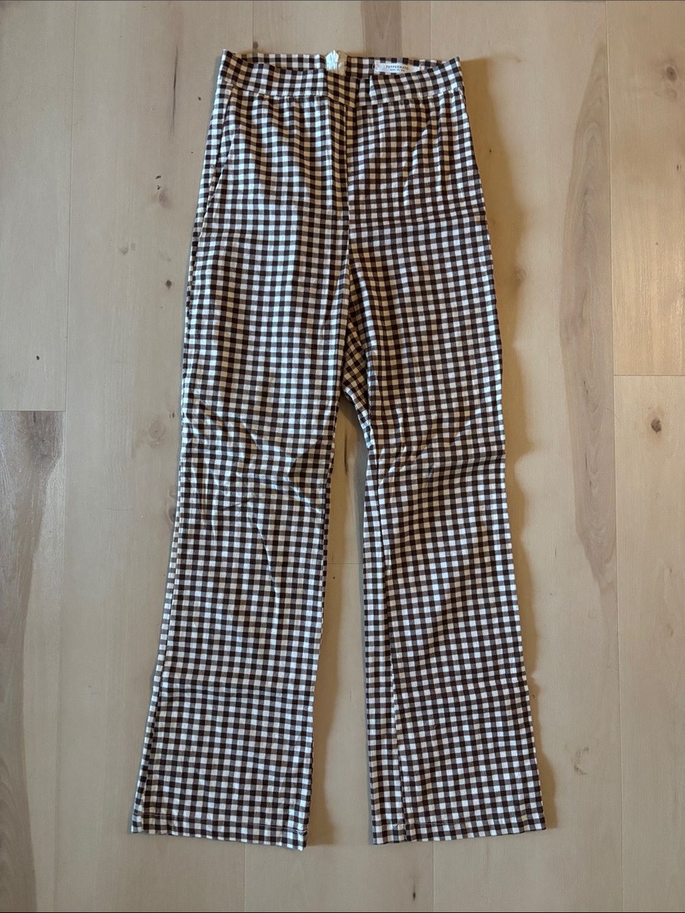 Peppermayo Brown and White Gingham Pants